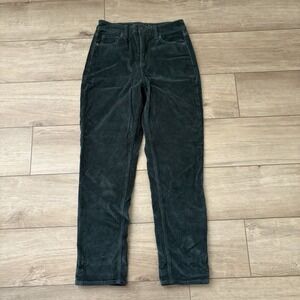 American Eagle Corduroy Pants Womens 2 Green Mom Jean Stretch High Rise